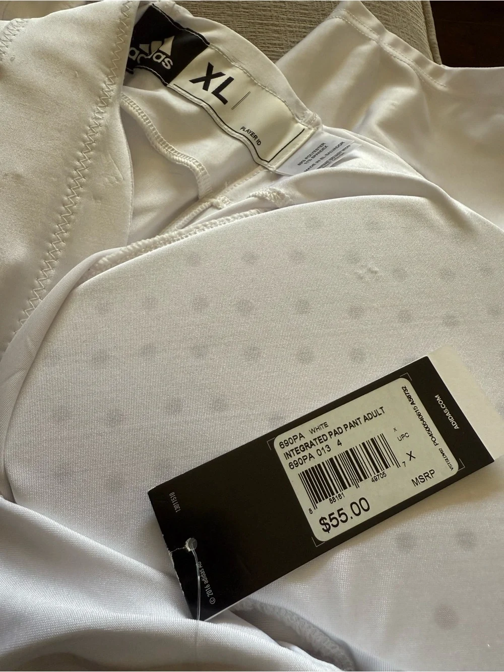 ADIDAS 7 Pad Integrated White Black Football Pants A58732 Men’s Sz XL